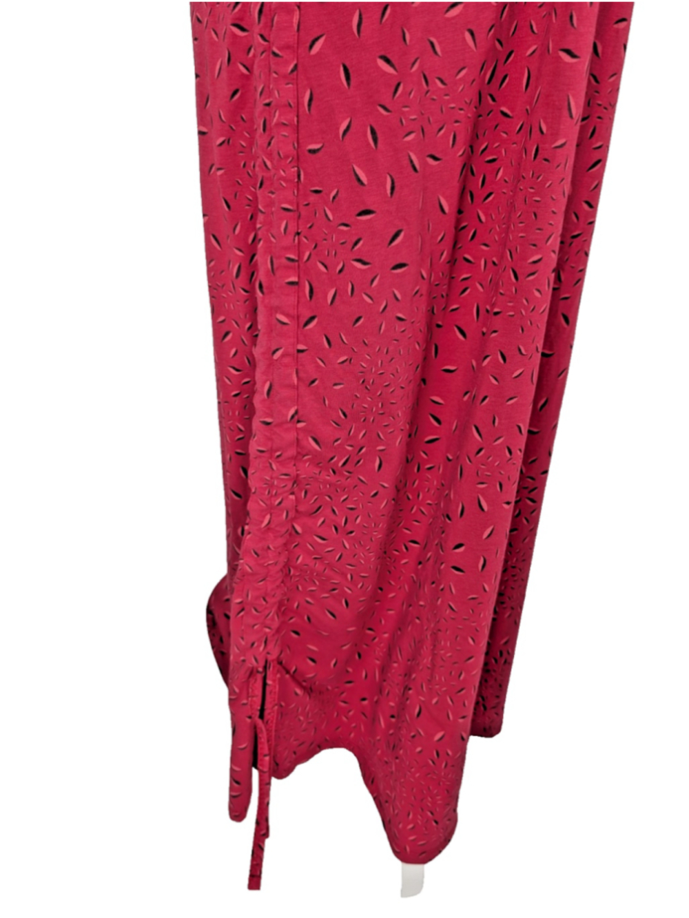 Toad and Co Muse Midi Dress Dark Pink Sz L Ruched Leaf Print Gorpcore Travel - Picture 6 of 12